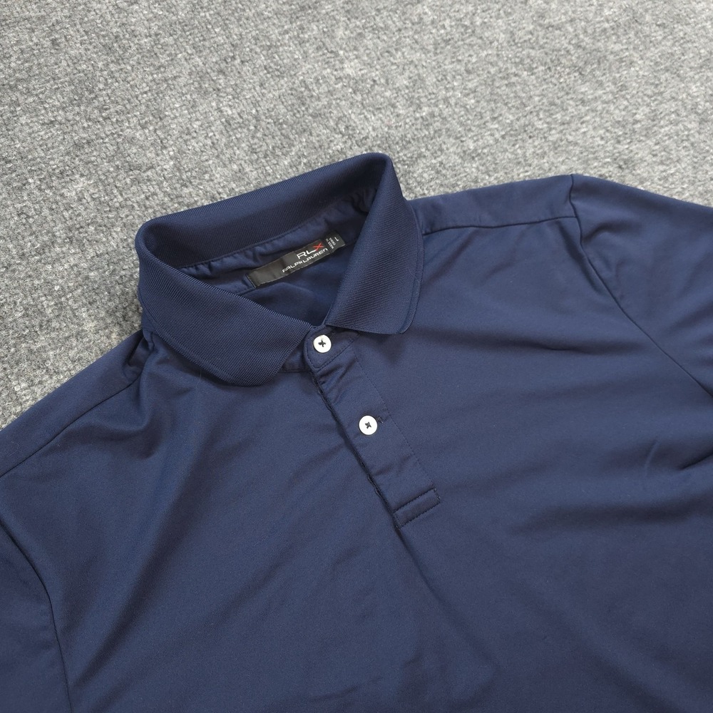RLX Ralph Lauren Polo Shirt Mens L Blue Solid Performance Golf Stretch Jersey